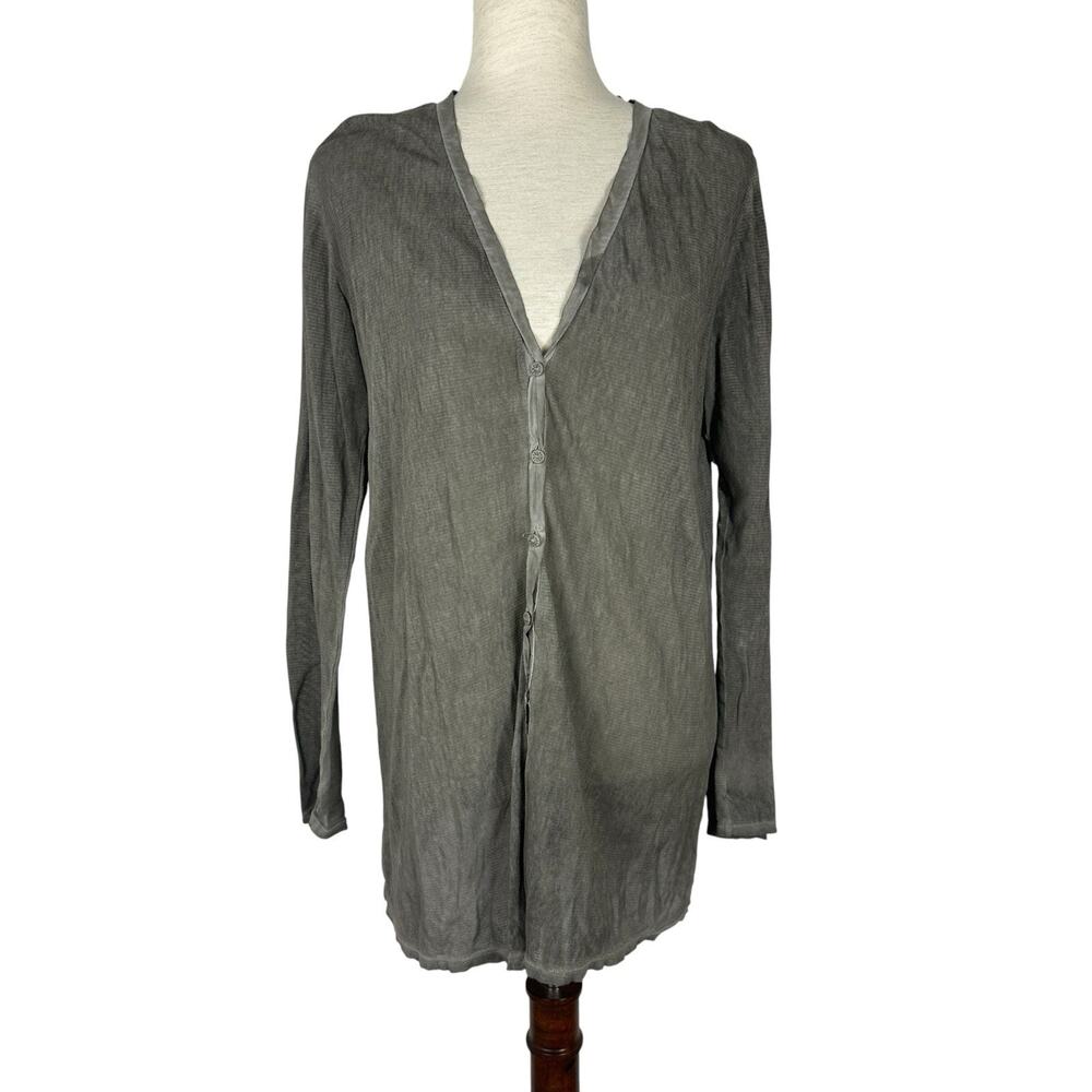 Johnny Was Pete & Greta Cardigan Large Taupe Sheer Lightweight Long Boho Cotton